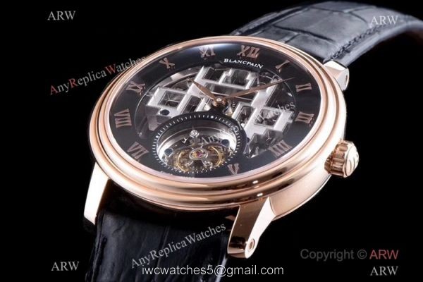 Super Clone Blancpain Fantasy Tourbillon Skeleton Rose Gold Watch 43mm 2