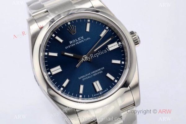 2020 Newest! Super Clone Rolex Oyster Perpetual 36mm EW Factory 3230 904L Blue Dial Watch 2