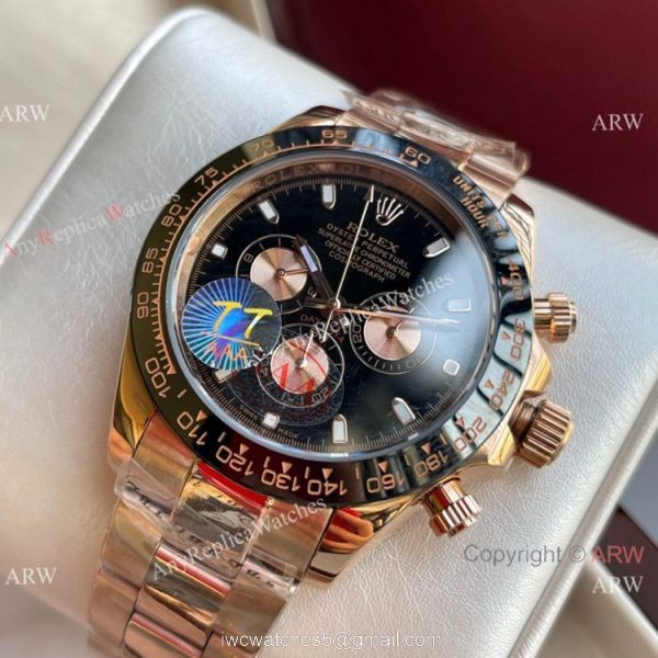 Best Replica Rolex Daytona 43mm Rose Gold and Black Subdials 2