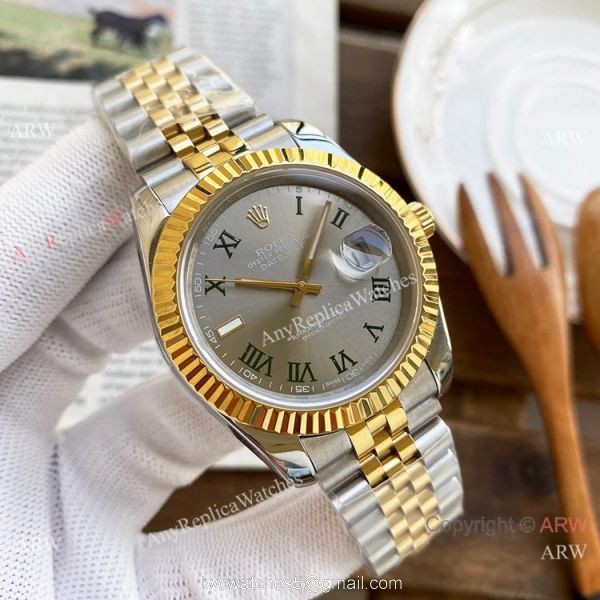Best Replica Rolex Oyster Perpetual Datejust 40mm Watches Rose Gold Green Roman Marker 2