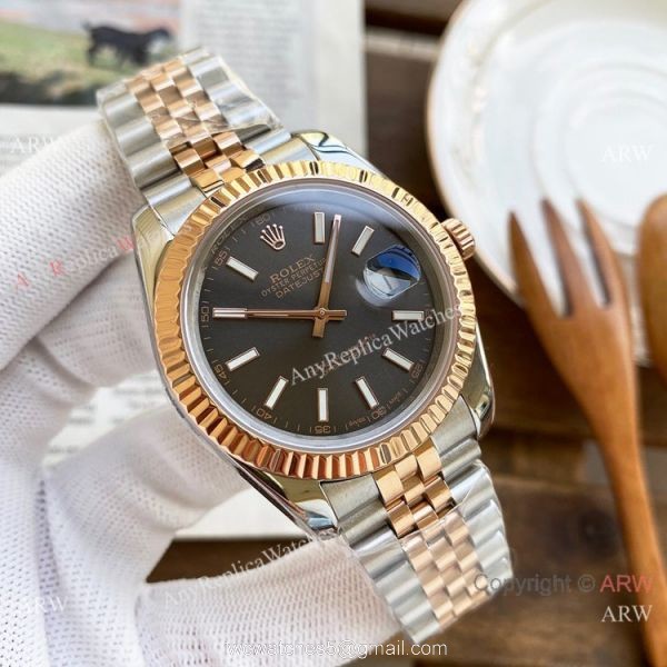 Best Replica Rolex DateJust Men Watches Two Tone Rose Gold White Face 40mm 2