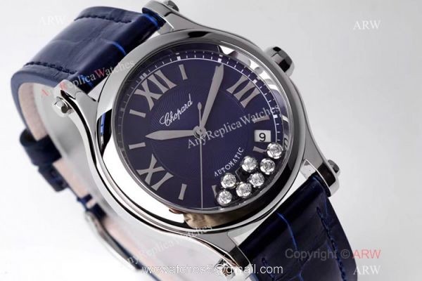 AF Factory 1:1 Best Edition Chopard Happy Sport Diamonds Watch Blue Dial 36mm 2