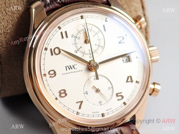 Swiss Replica ZF Factory IWC Portugieser Chronograph Classic Watch Rose Gold 42mm 2