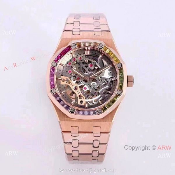 New Copy Audemars Piguet Royal Oak Skeleton Dial Watches Women 37mm 2