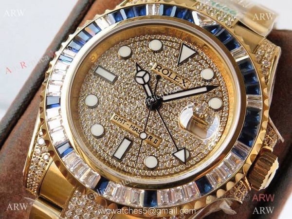(ROF) Swiss Replica Rolex GMT-Master II Custom Watch Full Diamond Dial A2836 Movement 2