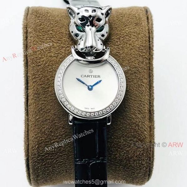 New! Copy Cartier Panthere De Silver Diamond Watches Swiss Quartz movement 2