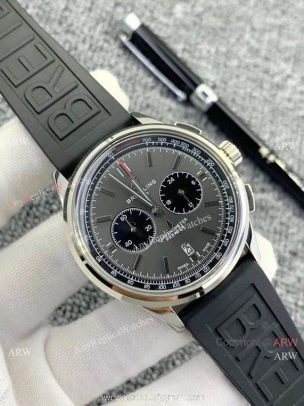 Breitling Premier B01 Chronograph Copy Watches Blue Rubber Strap 2