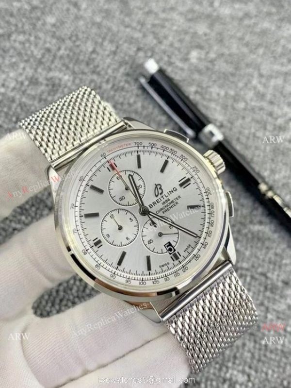 Knockoff Breitling Premier Chronograph Watches Stainless Steel Mesh Band 2