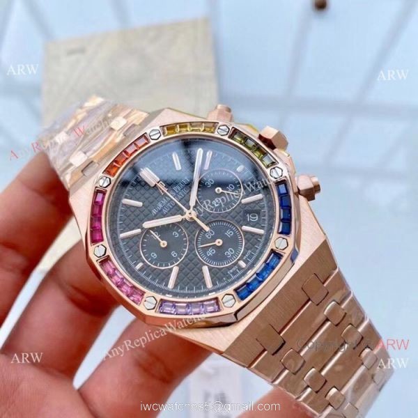 Replica Audemars Piguet Royal Oak Rainbow Watches Rose Gold 2