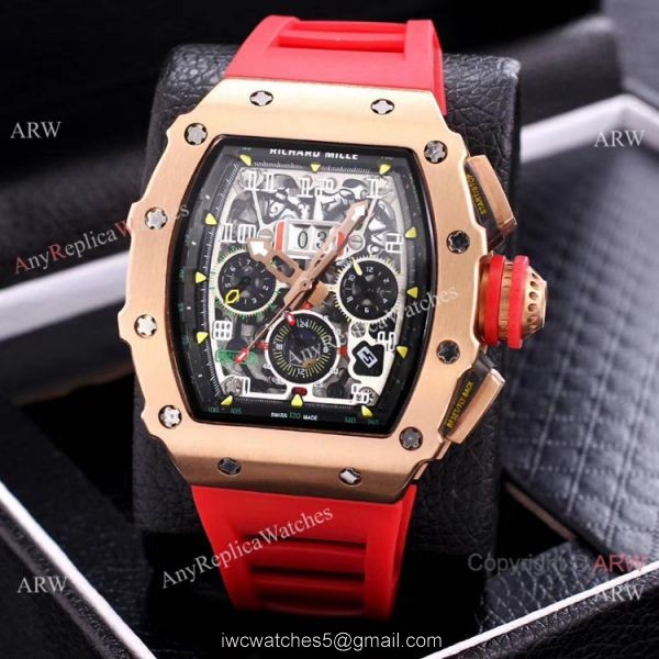 AAA Quality Richard Mille Flyback RM11 Watch Rose Gold and Black Version 2