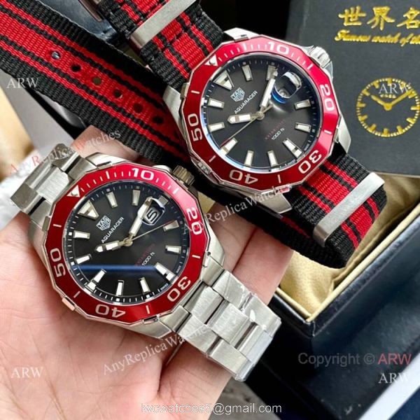 Japan Grade Copy Tag Heuer Aquaracer 300 Quartz Watch Red Nato Strap 2