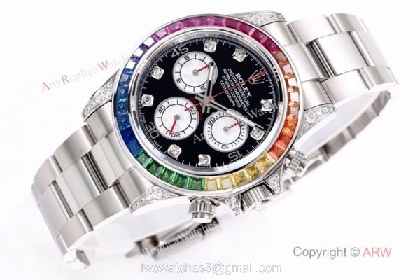 BL Factory Replica Rolex Daytona Rainbow Stainless Steel Watch Cal.4130 40mm 2