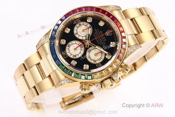BL Factory Replica Rolex Daytona Rainbow All Gold Watch Swiss Cal.4130 Chronograph 2