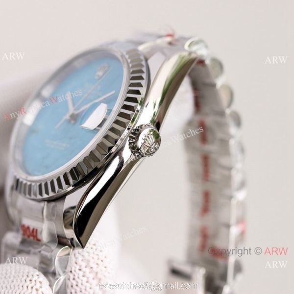 2021 NEW! Copy Rolex Datejust 36mm Turquoise Blue Dial Stainless Steel Swiss 2836-2 Watch 2