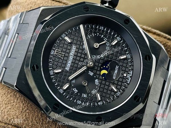 TW factory Audemars Piguet Royal Oak Blacksteel 41mm Watch Annual Calendar Face 2