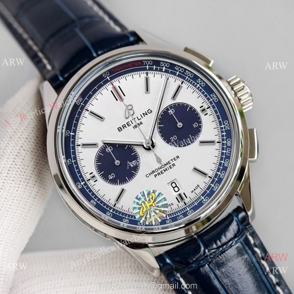 JH Factory Swiss Copy Breitling Premier B01 Asia7750 Chronograph Watches White Dial 2