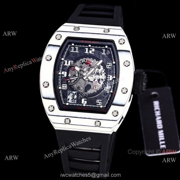 Best Copy Richard Mille RM 030 White Rush Limit Edition Watch Black Rubber Band 2