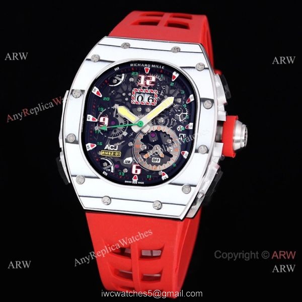 Replica Richard Mille RM 62-01 Tourbillon Watch Yellow Rubber Band Strap 2