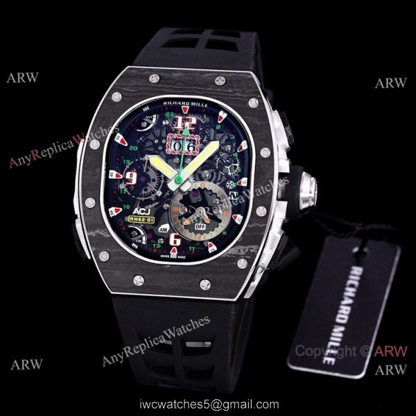 White Rubber Band Richard Mille 62-01 Tourbillon Vibrating Alarm ACJ Replica Watch 2