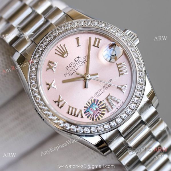 TR Factory Copy Rolex Datejust 31mm Watch President Stainless Steel Purple Dial 2