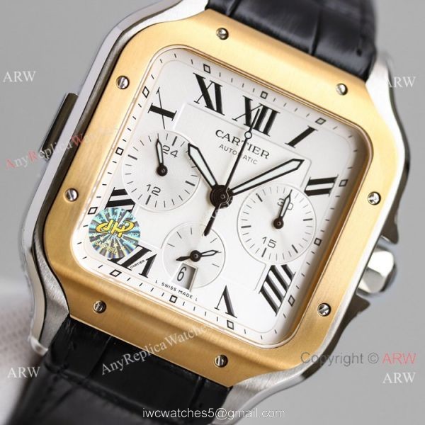JH Swiss Grade Cartier Santos de Cartier Chronograph Two Tone Watch 2021 New! 2