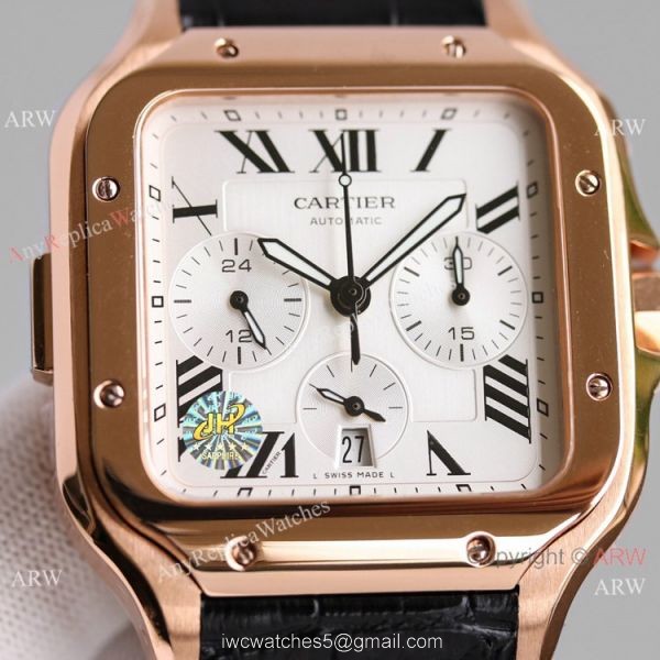 JH Swiss Grade Cartier Santos de Cartier Chronograph Rose Gold Watch 2021 New! 2