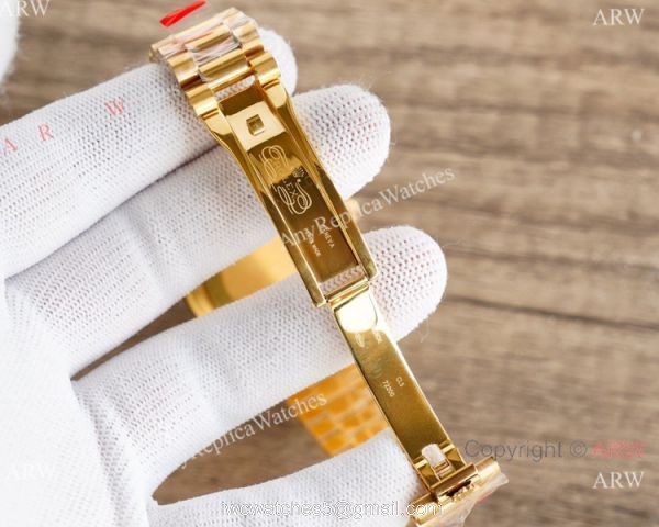 Swiss Copy Rolex Day-Date President Yellow Gold Onyx Face Watch 36mm 2