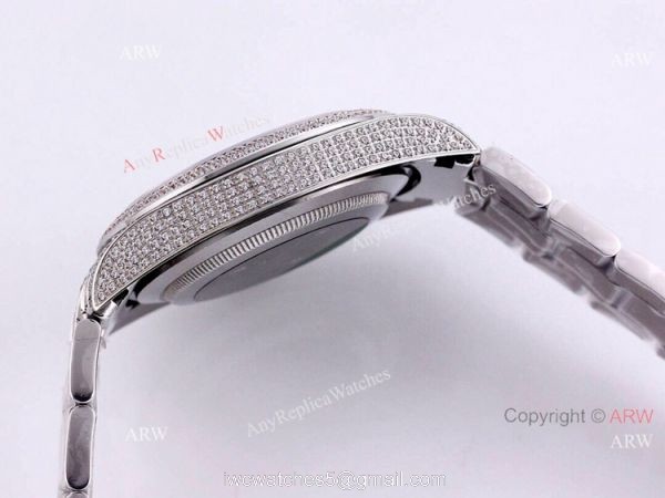 Best Rolex Datejust 41 White Dial Stick Markers Full Diamonds Watch Automatic Replica 2