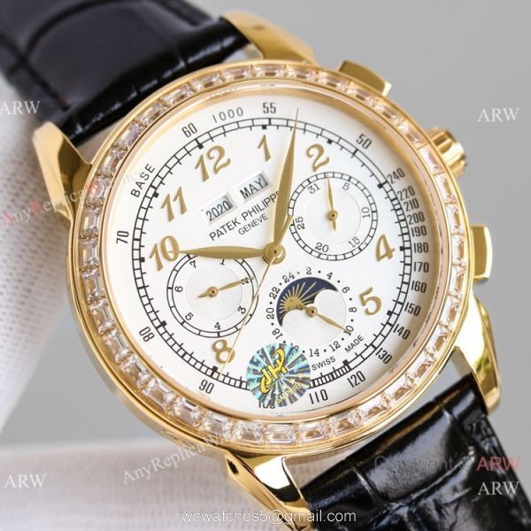 JH Swiss Replica Patek Philippe Perpetual Calendar Chronograph Watch 5270z Diamond Bezel 2