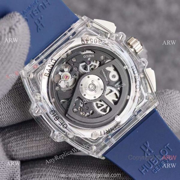 Top Quality Hublot Spirit of Big Bang Transparent Watch Blue Rubber Strap 2