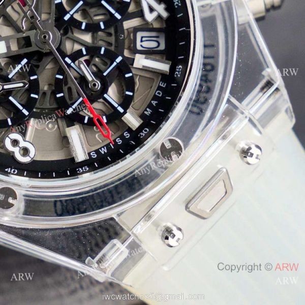 2021 New Hublot Unico Sapphire Transparent Chronograph Watch Black Inner 2