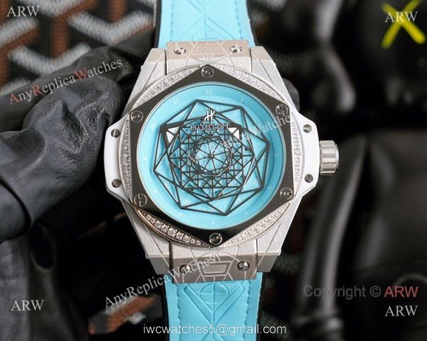 New Replica Hublot Big Bang Sang Bleu Watches Iced Out Blue Dial 2
