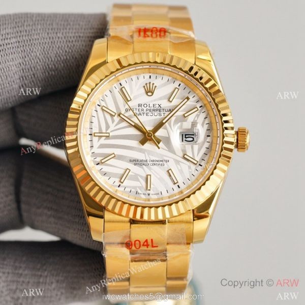 Swiss Quality Rolex Oyster Perpetual Datejust 41mm Watch All Gold Palm Face 2