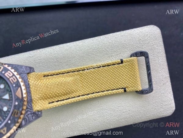 2021 Super Clone Rolex Diw GMT-Master 2 Watch JH Factory Cal.3186 Movement Carbon Case Khaki fabric Leather Strap 2