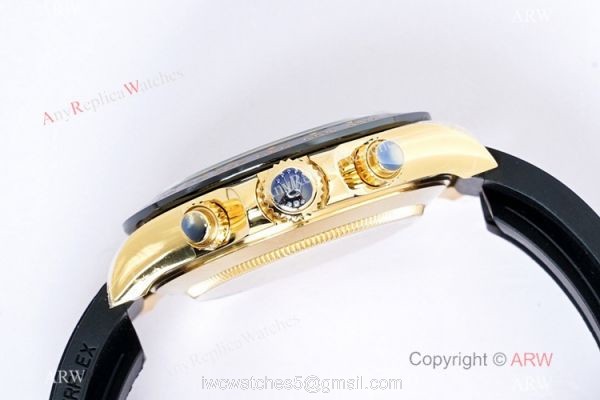(EW) Swiss Copy Rolex Cosmograph Daytona EWF 7750 Black Diamond Dial Oysterflex Rubber 40mm 2