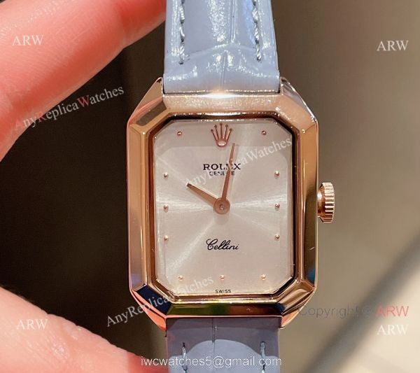 Fake Rolex Cellini Lady Dark Green Dial Rose Gold Case 24mm Watch 2
