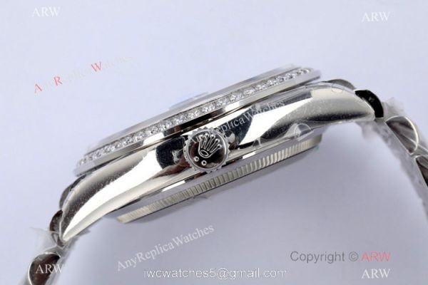 (EWF) Super Clone Swiss 3255 Rolex Day-Date 36mm Wrist White MOP Face Diamond Band 2