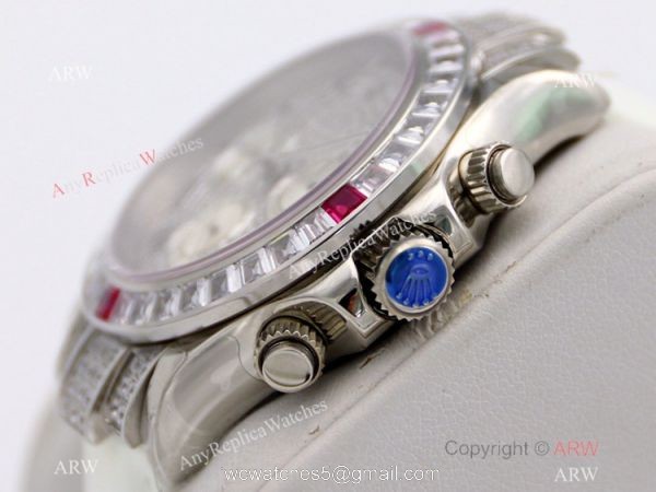 R7 Swiss Copy Rolex 116599 Daytona Paved Diamond Watch White Leather Strap 2