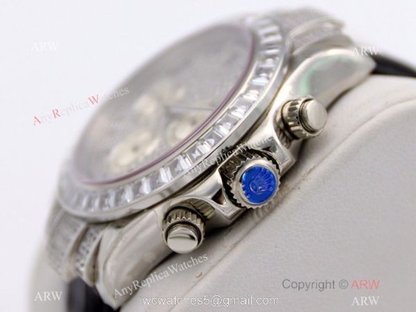 R7 Swiss Replica Rolex Cosmograph Daytona Paved Diamond Dial Arabic Markers Watch 40mm 2