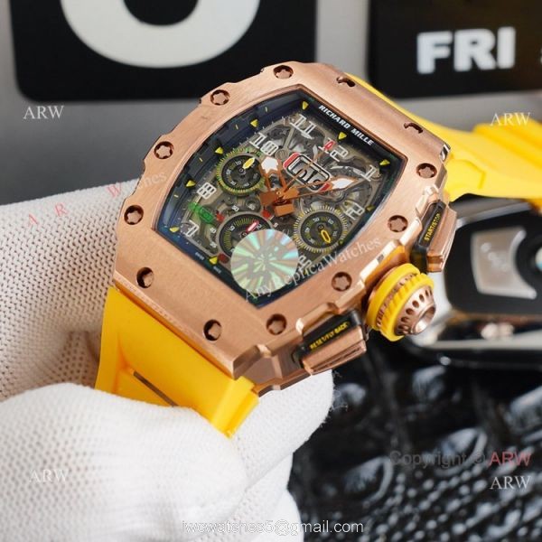 Best Richard Mille RM11-03 Felipe Massa Flyback Chronograph Dial Rose Gold Replica Watches 2