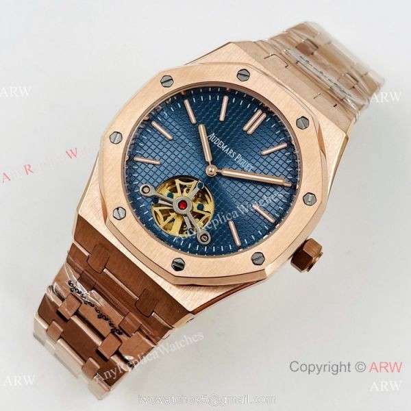 Copy Audemars Piguet Tourbillon Royal Oak Men Watch Rose Gold Case 2