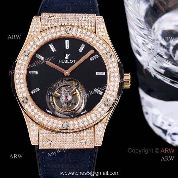 Iced Out Hublot Classic Fusion Diamond Watch 42mm Hublot Tourbillon Watch Replica 2