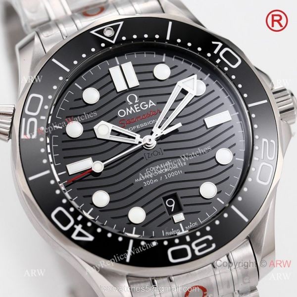 2021 New Swiss Grade OR Factory Omega Seamaster Diver 300m Watch Stainless Steel Black Ceramic Bezel 2