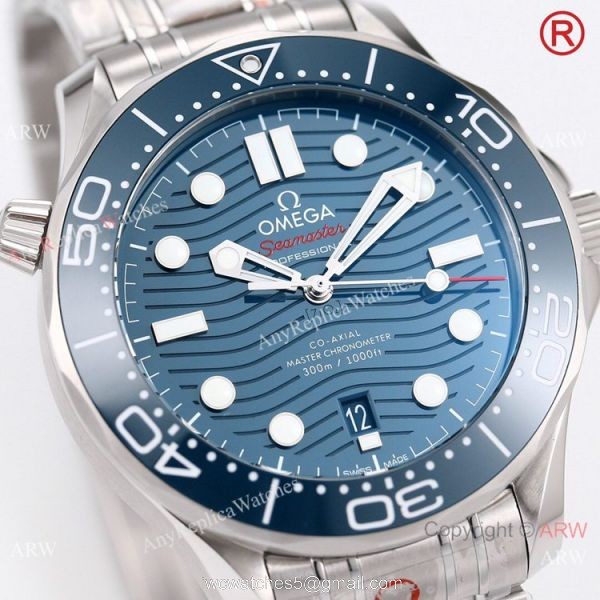 2021 NEW Grade A Replica Omega Seamaster 300m Diver Blue Dial OR Calibre 8800 Watch 42mm 2