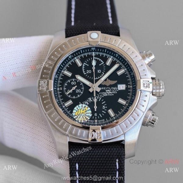 JH Factory Copy Breitling Avenger Chronograph 7750 Watch SS Black Dial 45mm 2