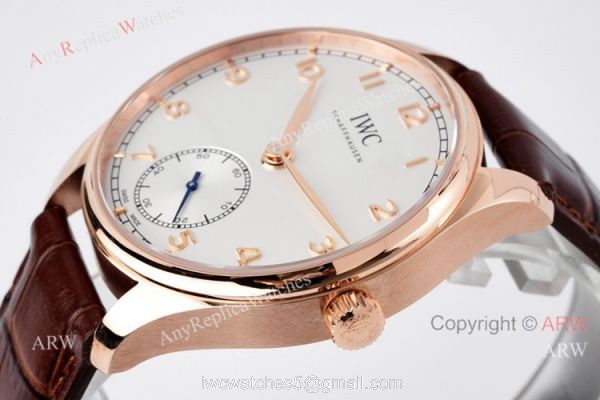 ZF Factory Iwc Portuguese 40 Rose Gold White Dial Brown Leather Strap Watch Replica 2