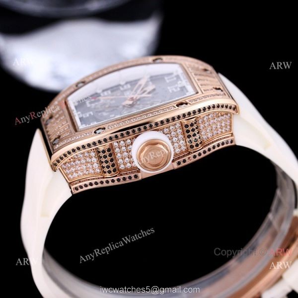 Best Quality Copy Richard Mille Rm010 Rose Gold Full Diamonds Watch Automatic 2