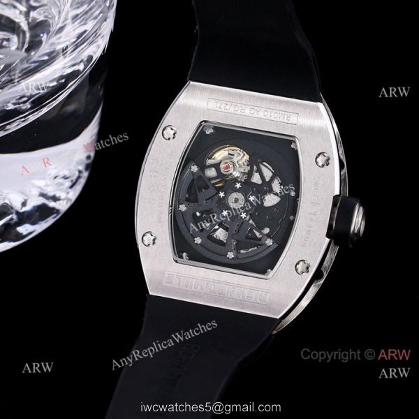 High End Replica Richard Mille Rm010 Diamonds Watch Red Rubber Band 2