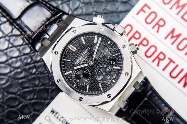 Grade 1A Swiss Copy Audemars Piguet Royal Oak ETA7750 Black Chronograph Watch 41mm for Men 2