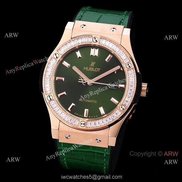 Copy Hublot Classic Fusion Rose Gold Diamond Watch Citizen 8215 Movement 2